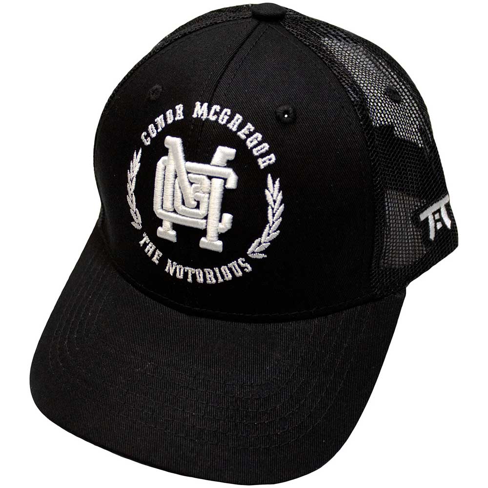 Tokyo Time Unisex Mesh Back Cap: UFC McGregor White Wreath Logo (Black)