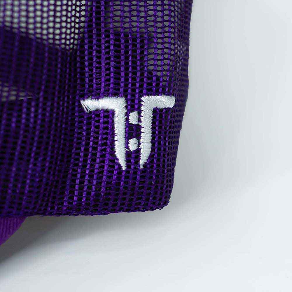 Tokyo Time Unisex Mesh Back Cap: NFLPA Lamar Jackson Emoji (White & Purple)