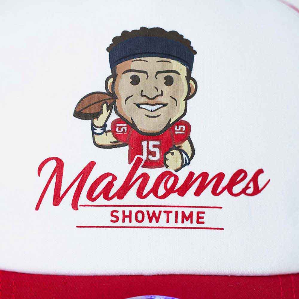 Tokyo Time Unisex Mesh Back Cap: NFLPA Patrick Mahomes Emoji (White & Red)