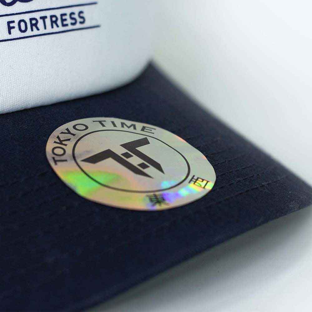 Tokyo Time Unisex Mesh Back Cap: NFLPA Russell Wilson Emoji (White & Navy Blue)