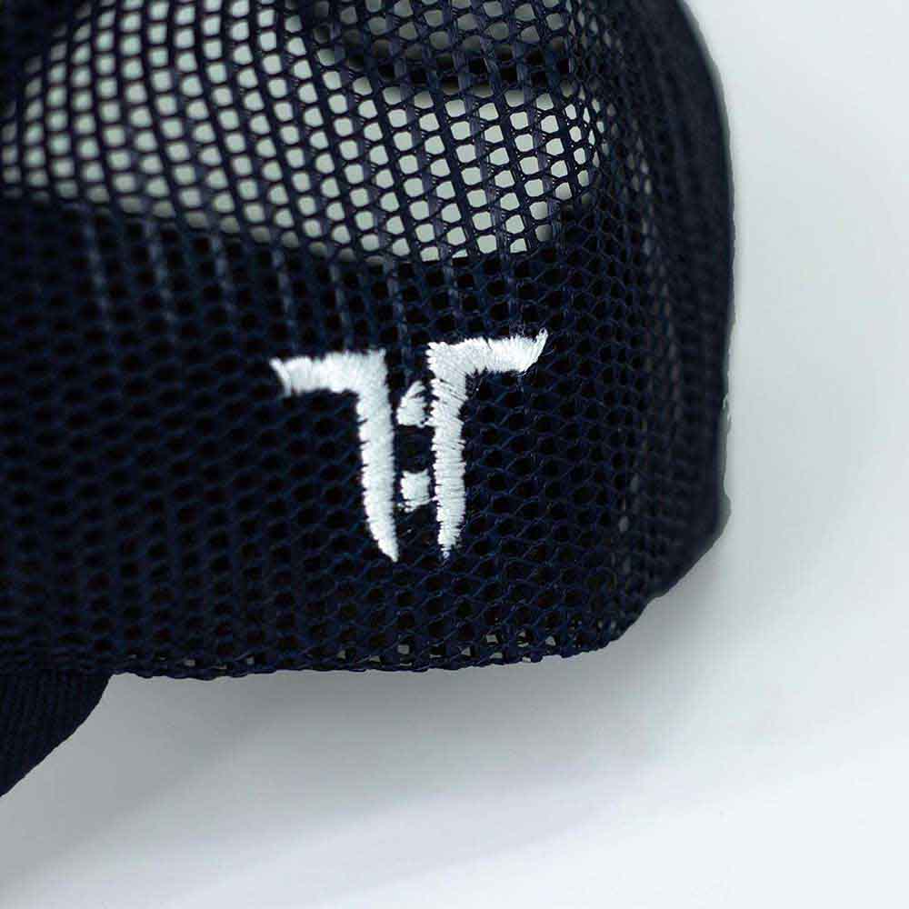 Tokyo Time Unisex Mesh Back Cap: NFLPA Russell Wilson Emoji (White & Navy Blue)