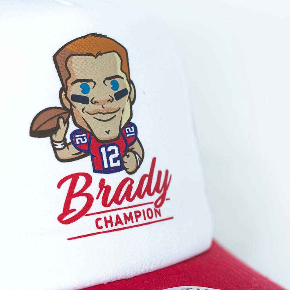 Tokyo Time Unisex Mesh Back Cap: NFLPA Tom Brady Emoji (White & Red)
