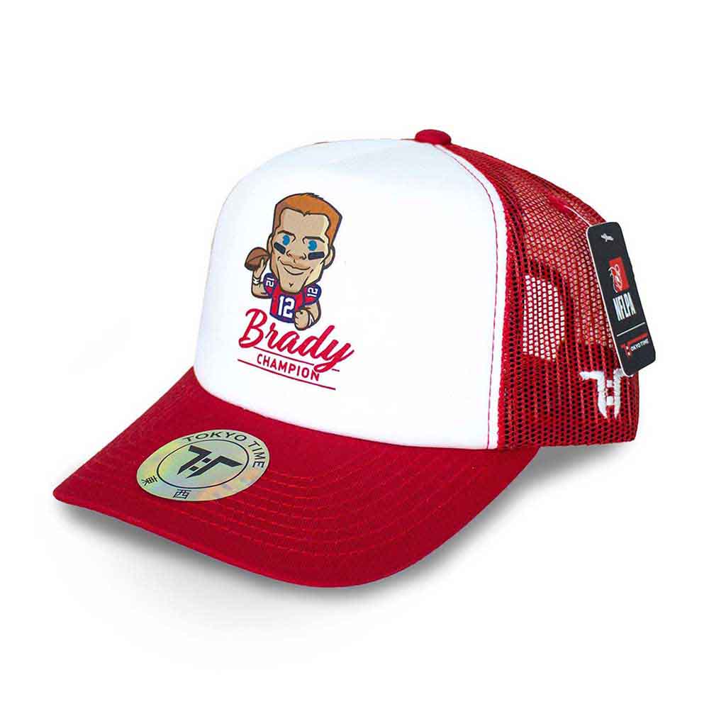 Tokyo Time Unisex Mesh Back Cap: NFLPA Tom Brady Emoji (White & Red)