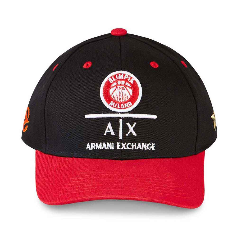 Tokyo Time Unisex Baseball Cap: Euroleague Basketball AX Olimpia Milano (Black & Red)