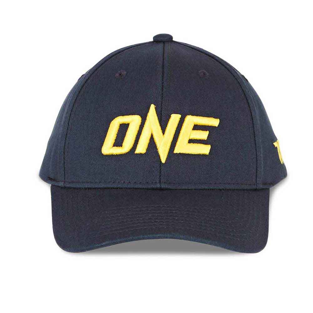 Tokyo Time Unisex Baseball Cap: One Championship Yellow Logo (Navy Blue)