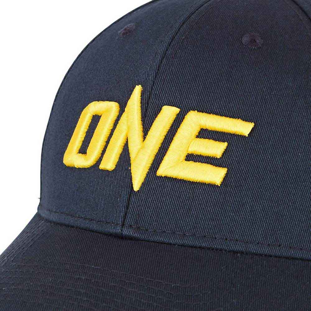 Tokyo Time Unisex Baseball Cap: One Championship Yellow Logo (Navy Blue)