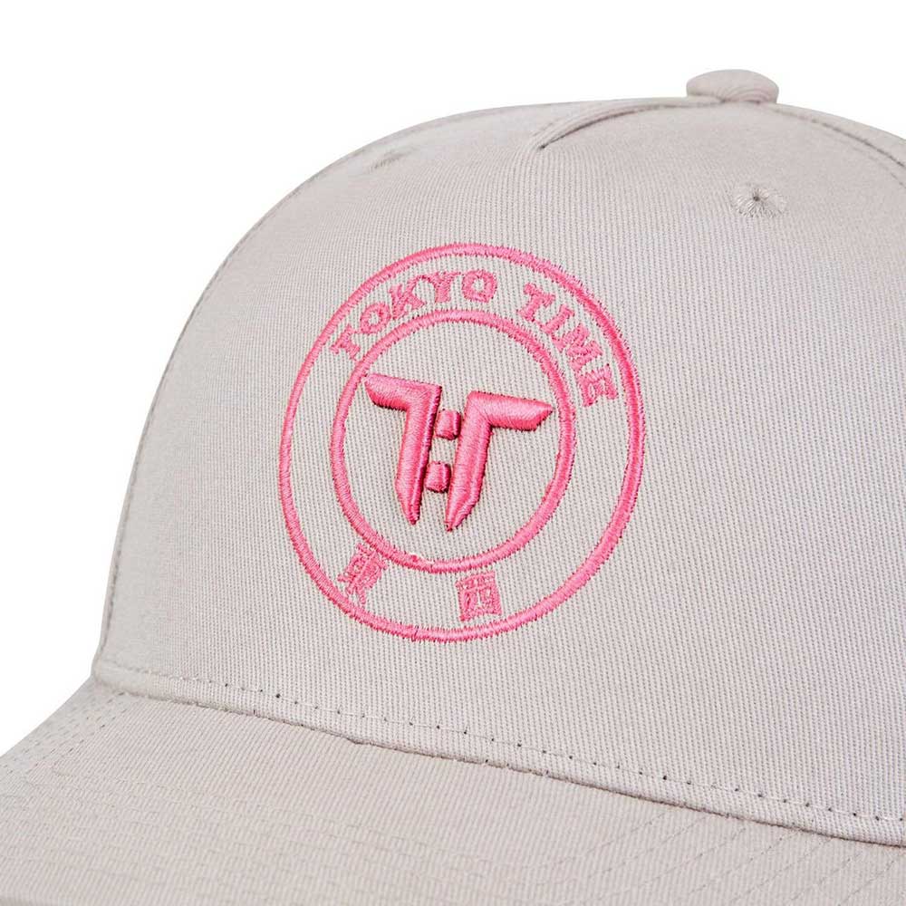 Tokyo Time Unisex Baseball Cap: TT Core Pink Logo (Grey)