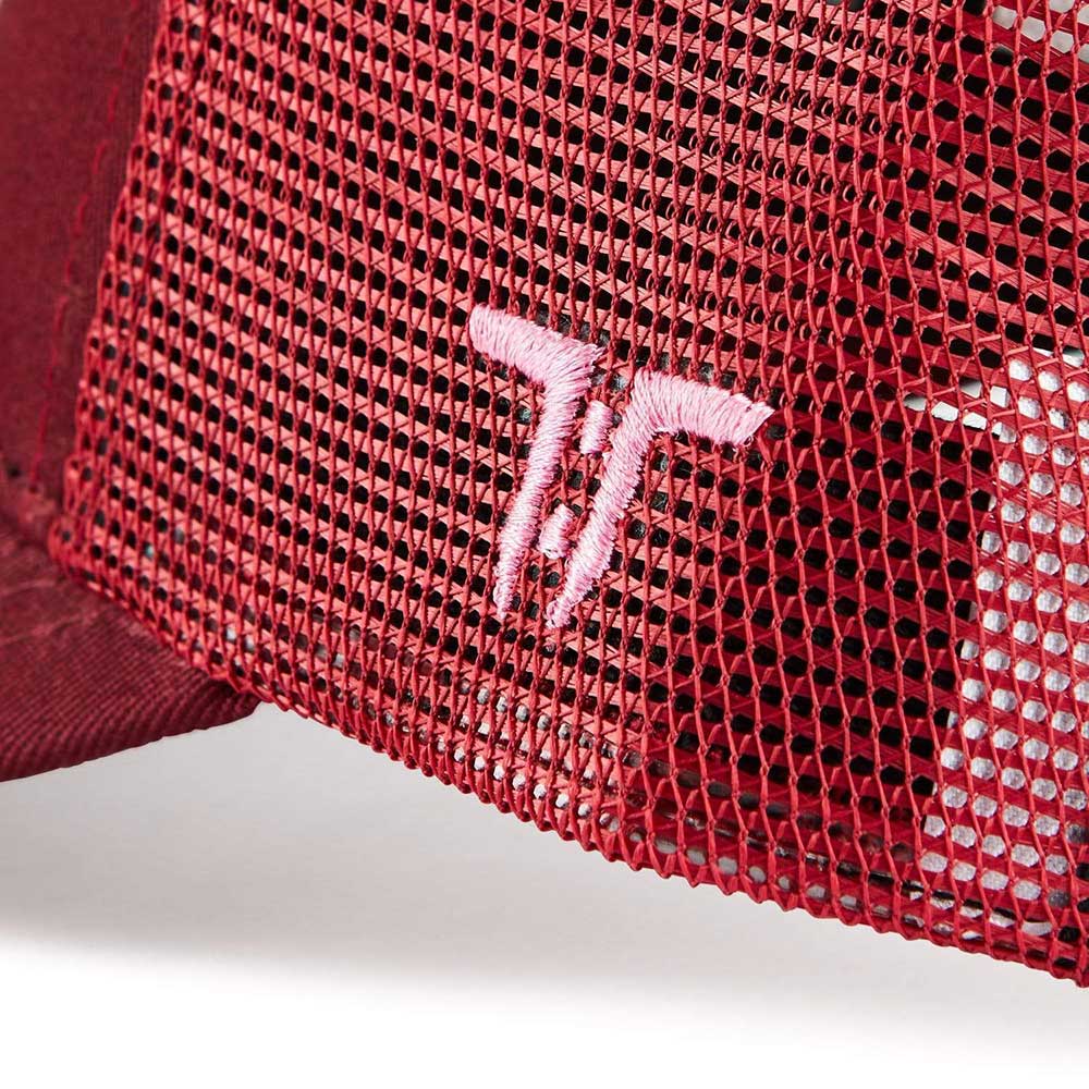 Tokyo Time Unisex Mesh Back Cap: TT Core Pink Logo (Maroon Red)