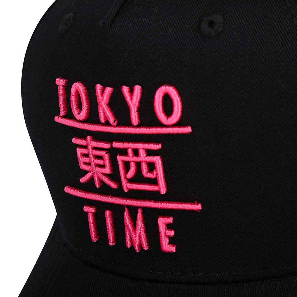 Tokyo Time Unisex Baseball Cap: TT Heritage Pink Logo (Black)