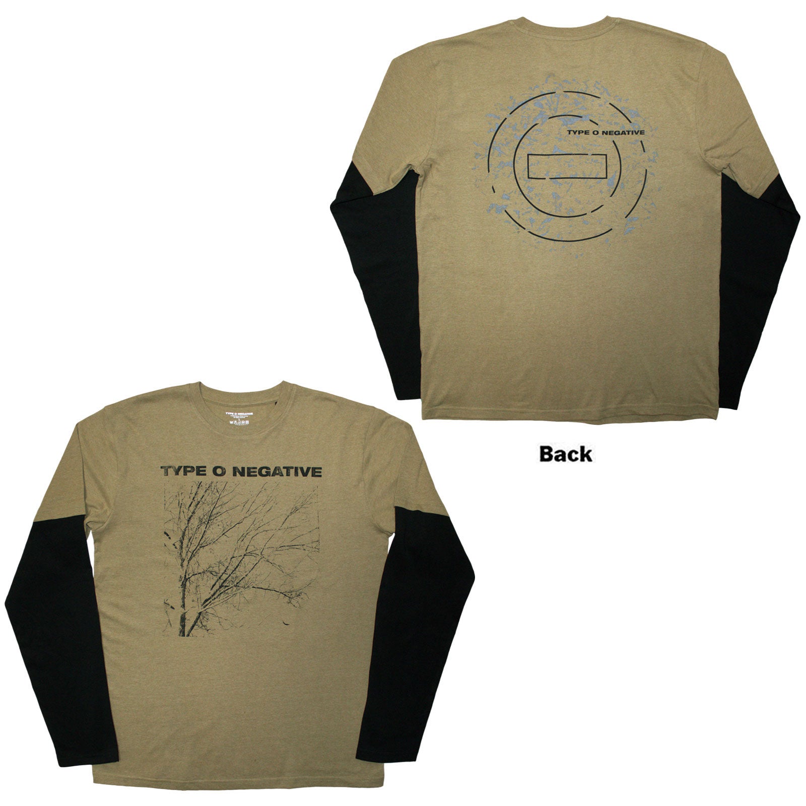 Type O Negative Unisex Layered Long Sleeve T-Shirt: Tree (Black & Green) (Back Print)