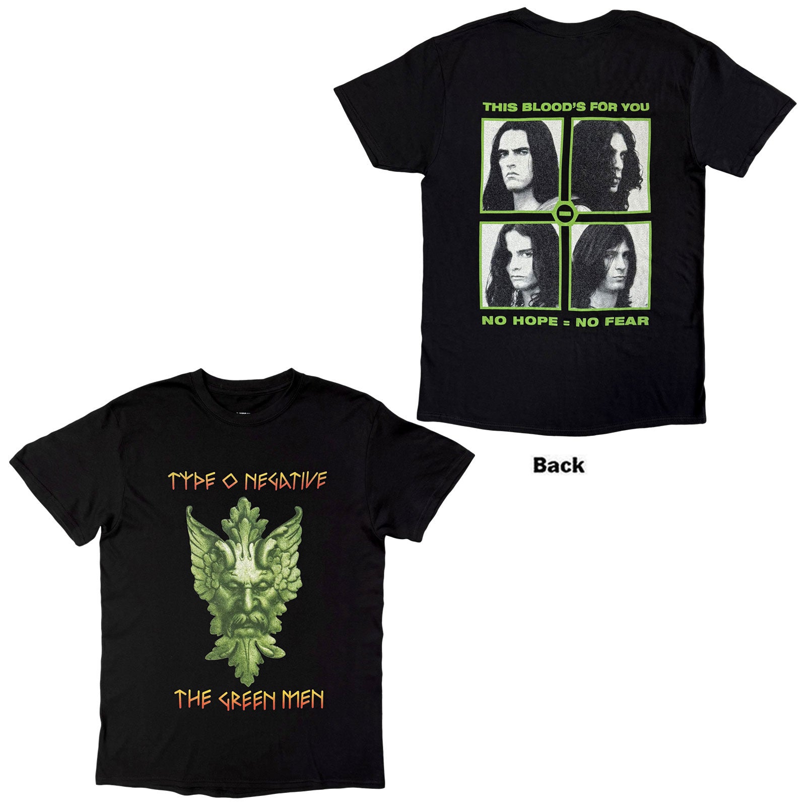 Type O Negative Unisex T-Shirt: Green Man (Black) (Back Print)