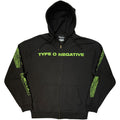 Type O Negative Unisex Zipped Hoodie: Green Coffins (Black) (Sleeve Print)
