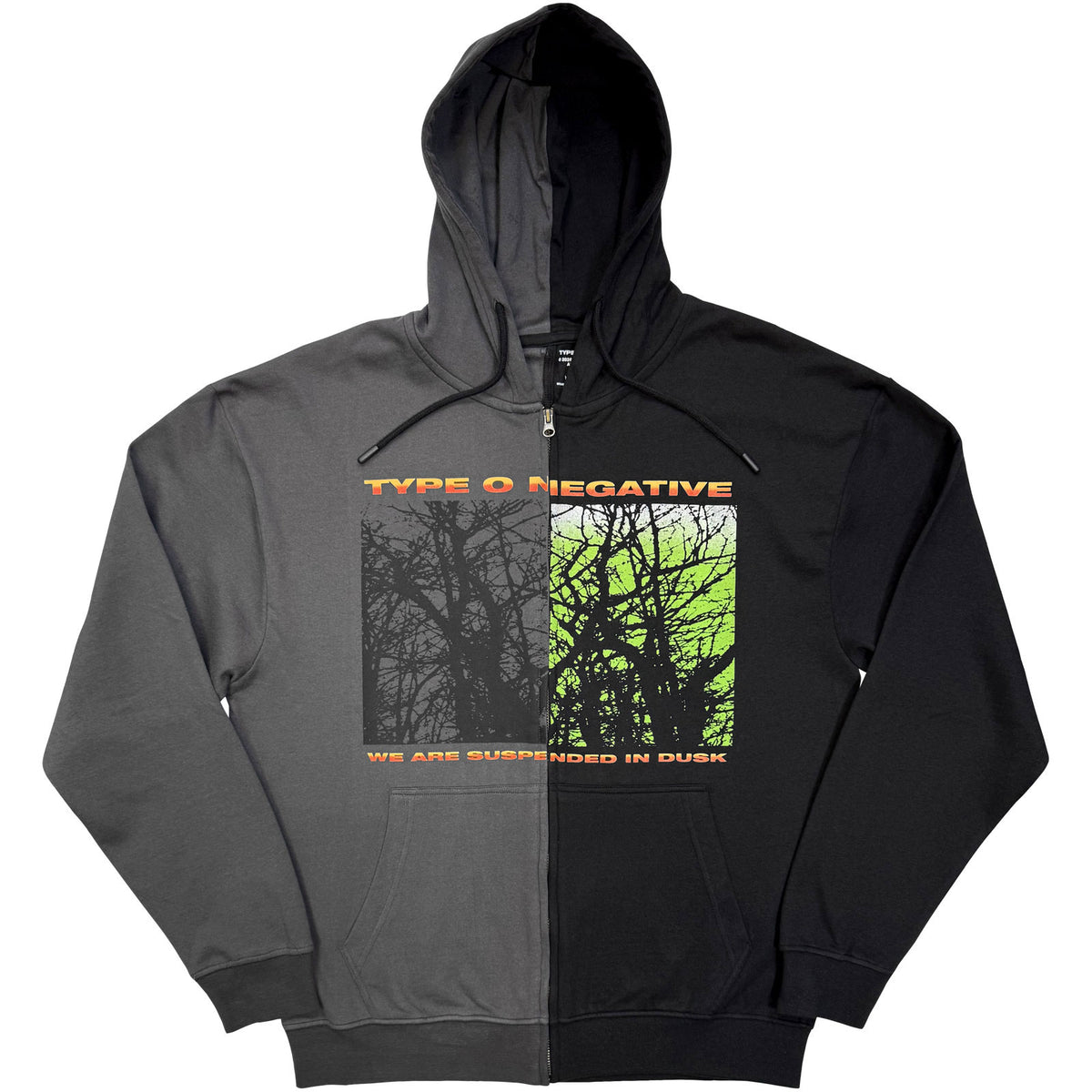 Type O Negative Unisex Zipped Hoodie: Suspended In Dusk (Charcoal Grey & Black) (Back Print)