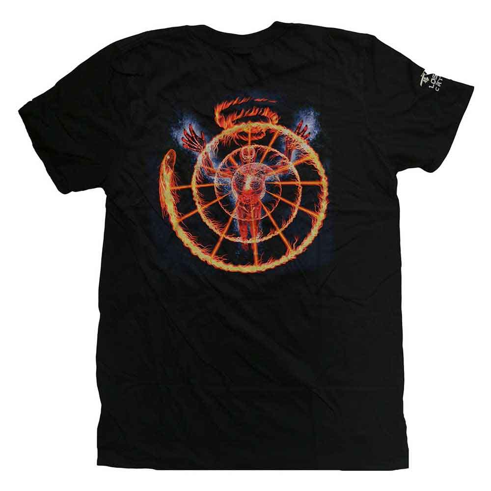 Tool Unisex T-Shirt: Flame Spiral (Black) (Back & Sleeve Print)