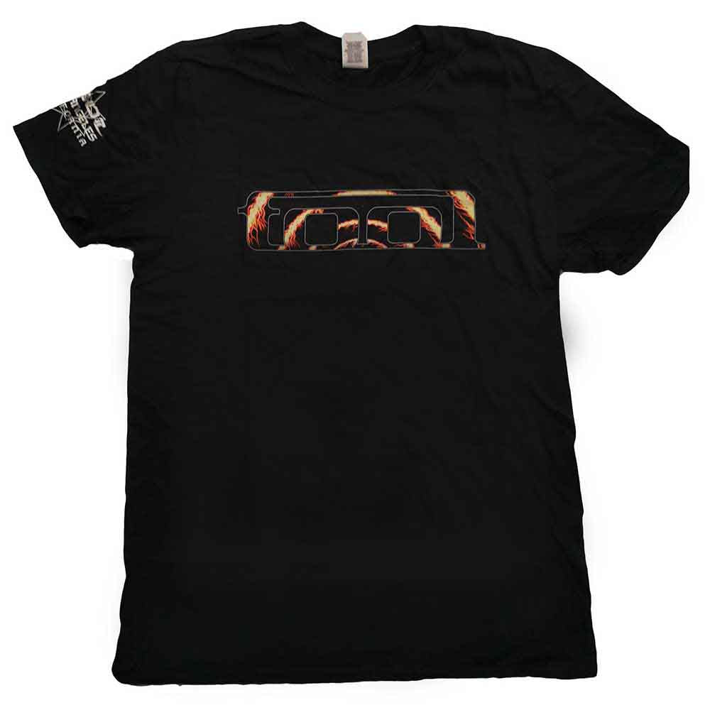 Tool Unisex T-Shirt: Flame Spiral (Black) (Back & Sleeve Print)