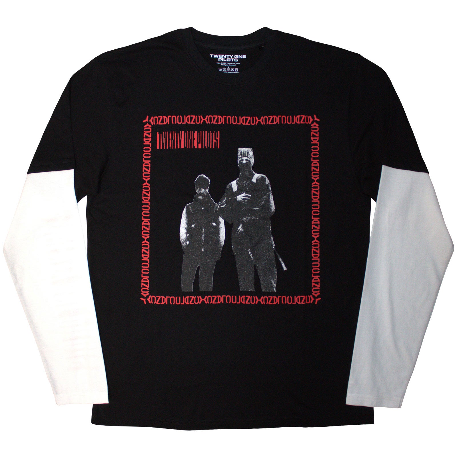 Twenty One Pilots Unisex Layered Long Sleeve T-Shirt: Run Frame (Black & White)