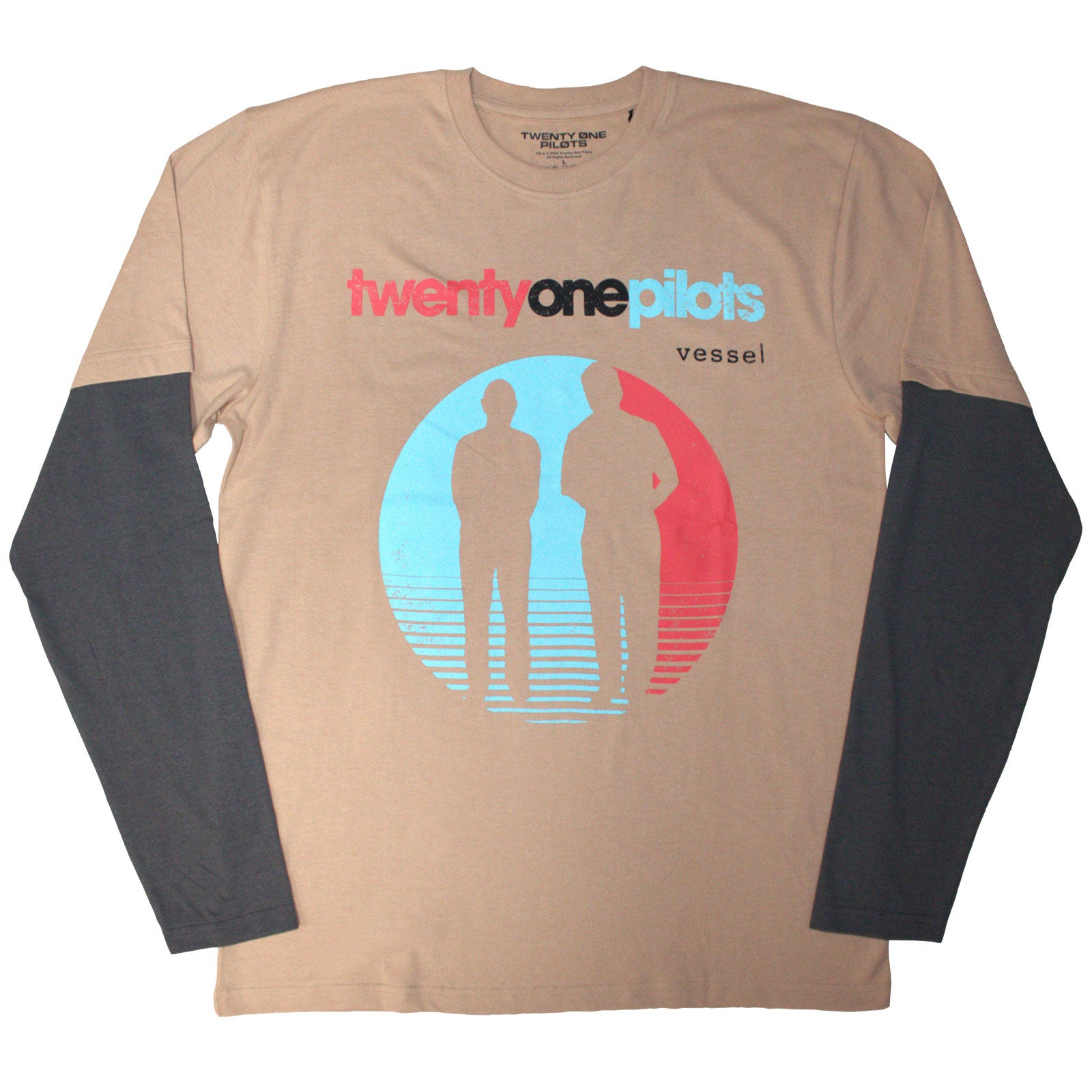 Twenty One Pilots Unisex Layered Long Sleeve T-Shirt: Vessel (Grey & Sand)