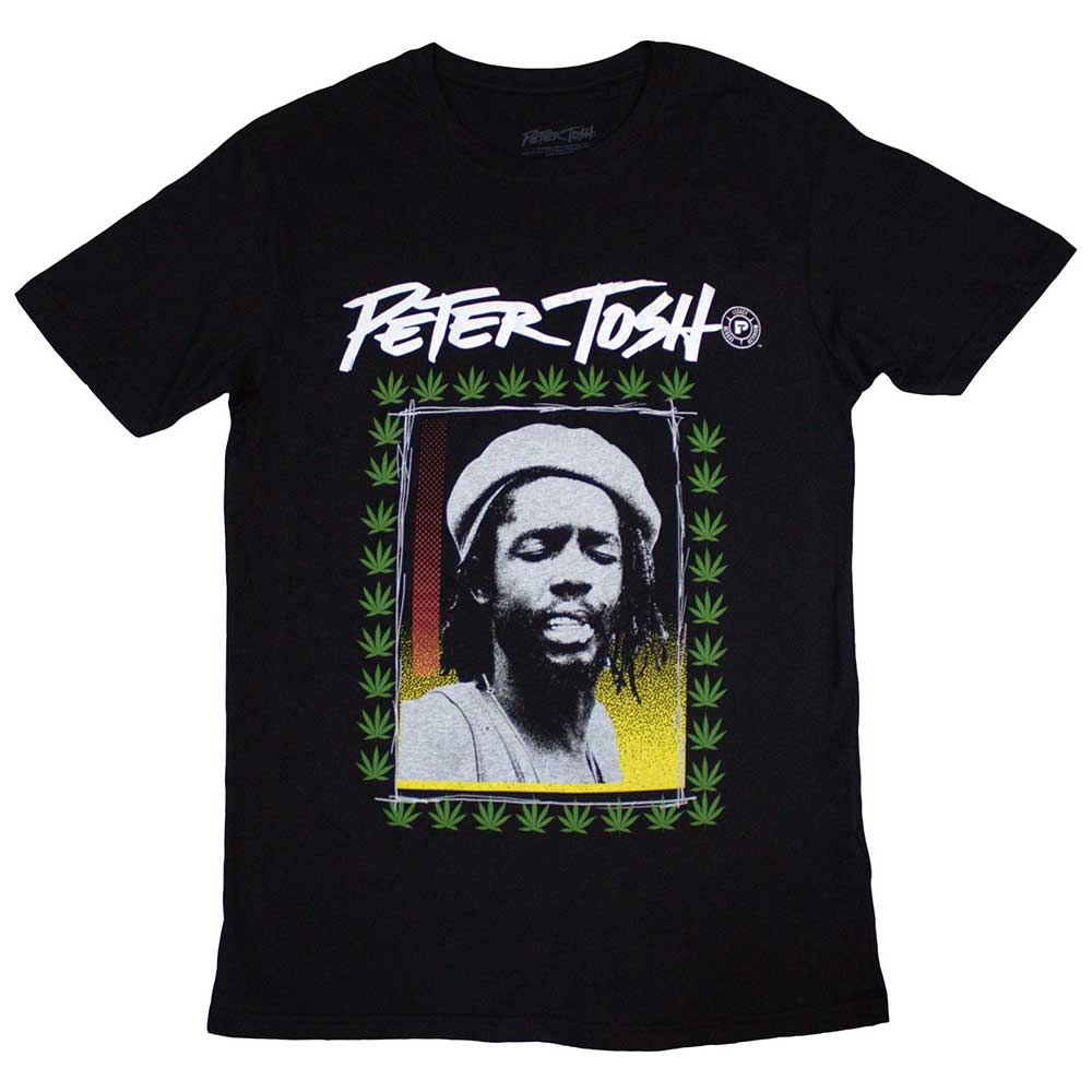 Peter Tosh Unisex T-Shirt: Leaf Frame (Black)