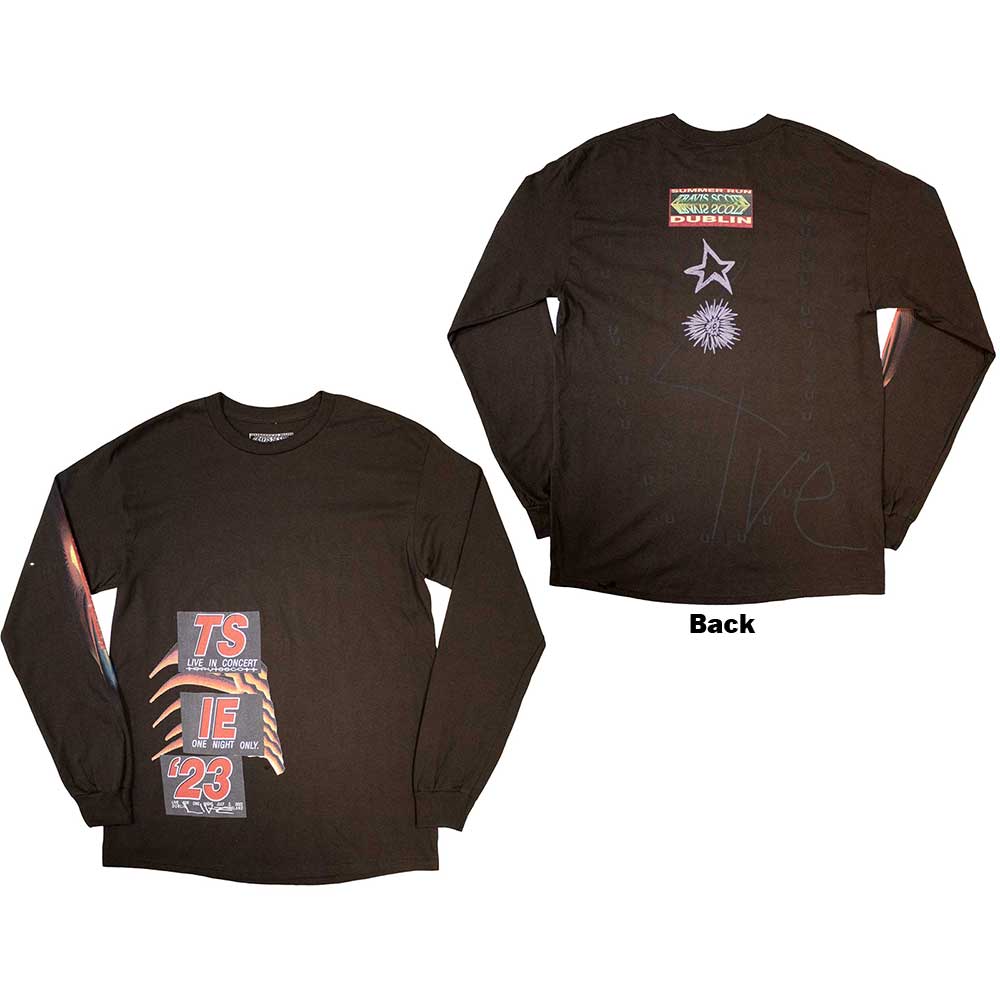 Travis Scott Unisex Long Sleeve T-Shirt: Summer Run 2023 Dublin (Brown) (Back Print & Ex-Tour)