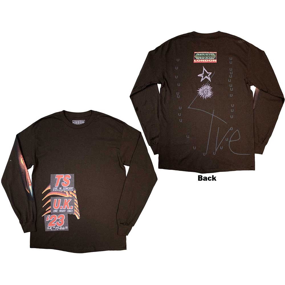 Travis Scott Unisex Long Sleeve T-Shirt: Summer Run 2023 London (Brown) (Back Print & Ex-Tour)
