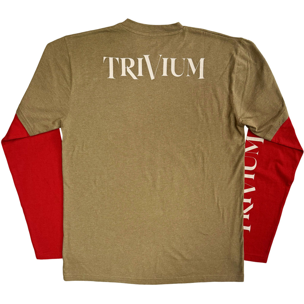 Trivium Unisex Layered Long Sleeve T-Shirt: Kirisute Gomen (Green & Red) (Back & Sleeve Print)