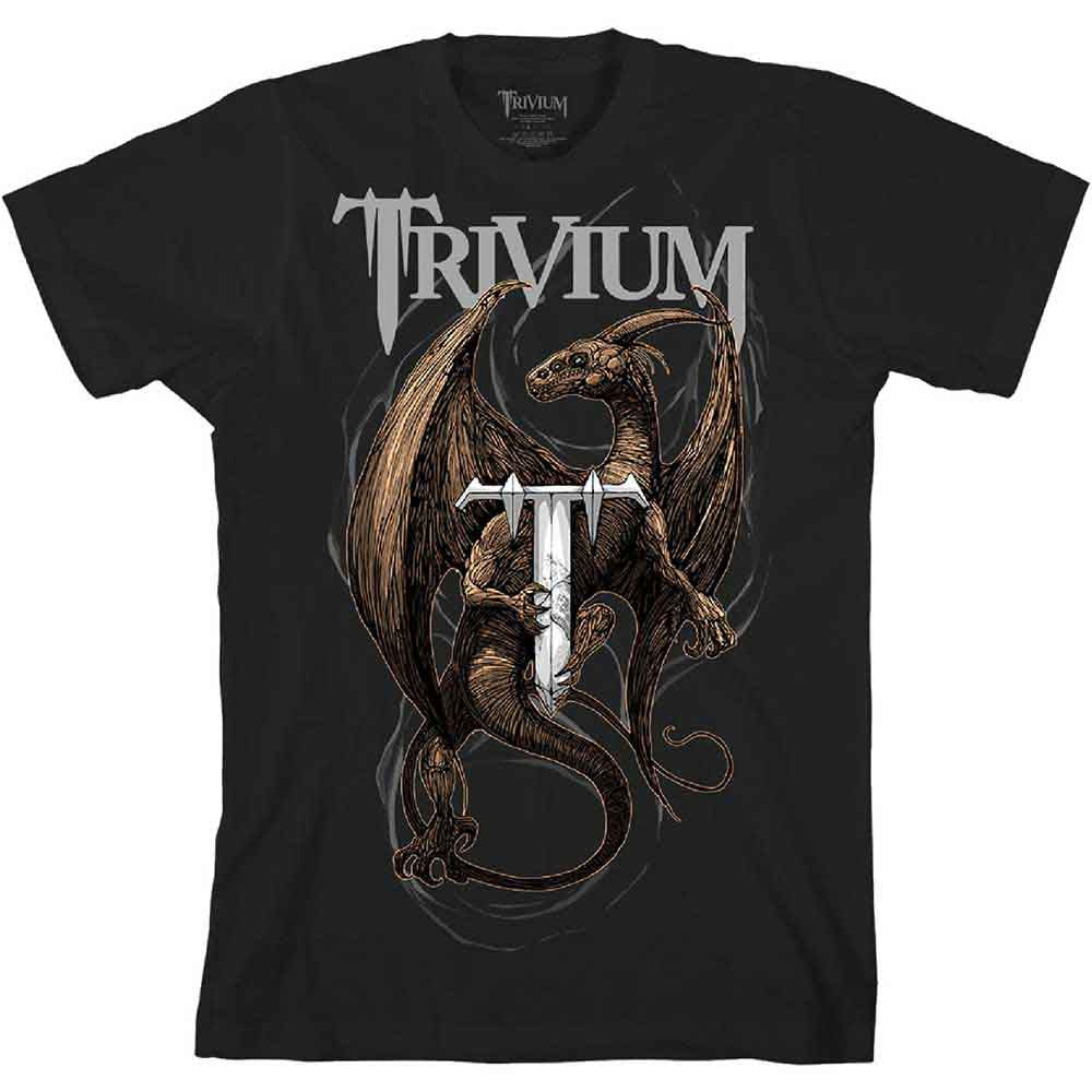 Trivium Unisex T-Shirt: Perched Dragon (Black) (Back Print)
