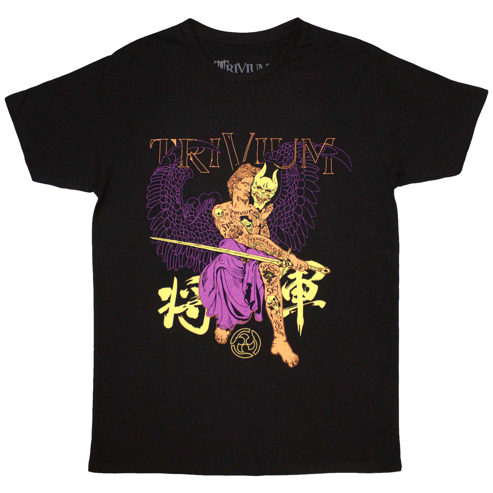 Trivium Unisex T-Shirt: Kanji (Black) (Back Print)