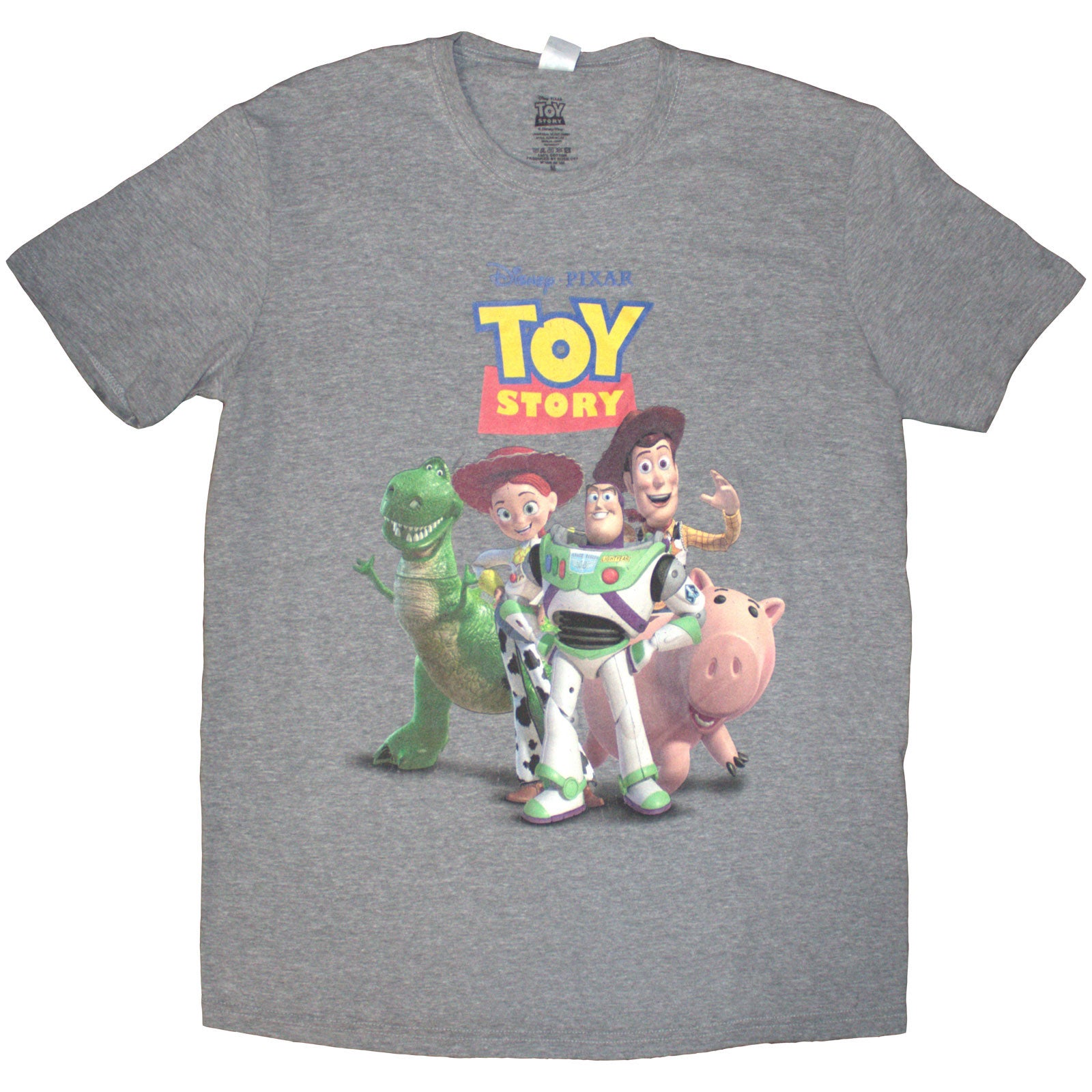 Disney Unisex T-Shirt: Toy Story Characters Distressed (Grey)