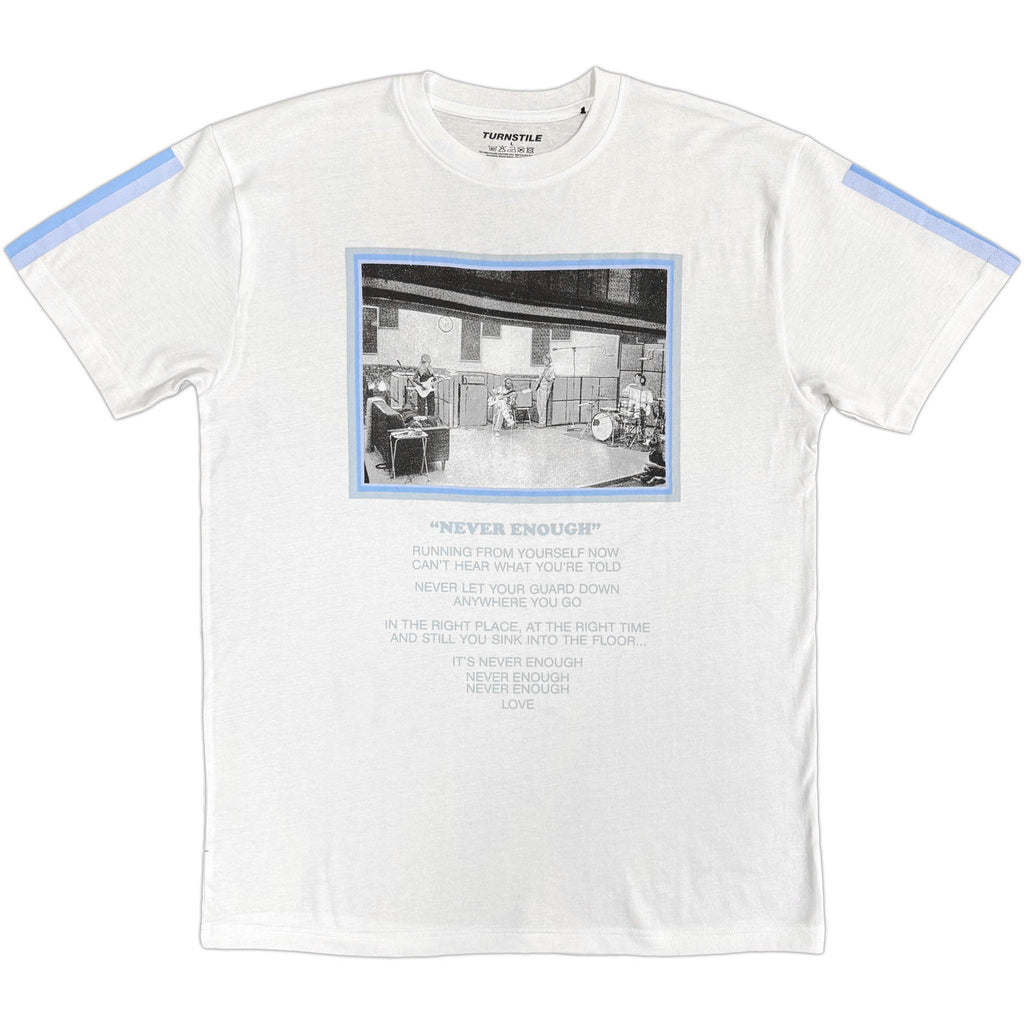 Turnstile Unisex T-Shirt: Never Enough Studio (White) (Back Print)