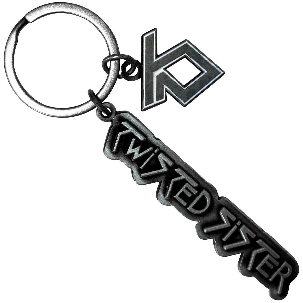 Twisted Sister Keychain: Silver Logo