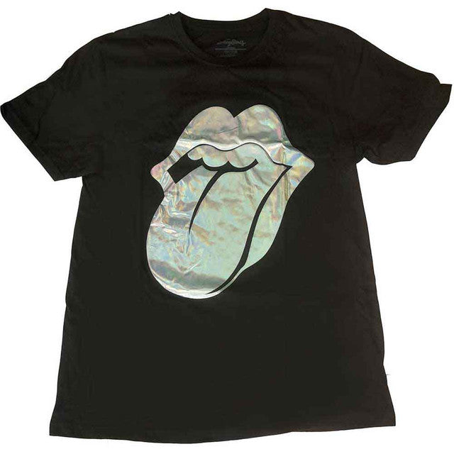 The Rolling Stones: Foil Tongue Ladies T-Shirt (Black) (Embellished)