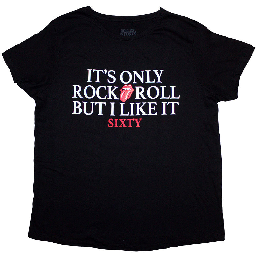 The Rolling Stones: Sixty It's only R&R but I like it Foiled Print Ladies T-Shirt (Black) (Embellished)