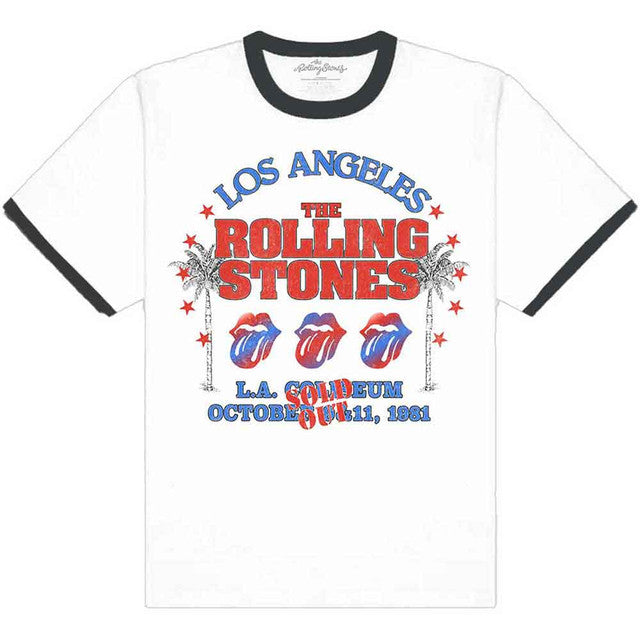 The Rolling Stones: American LA Tour Unisex Ringer T-Shirt (White)
