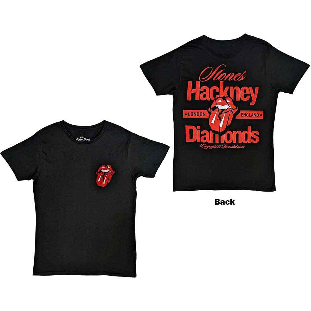 The Rolling Stones: Hackney Diamonds Hackney London Unisex T-Shirt (Black) (Back Print)