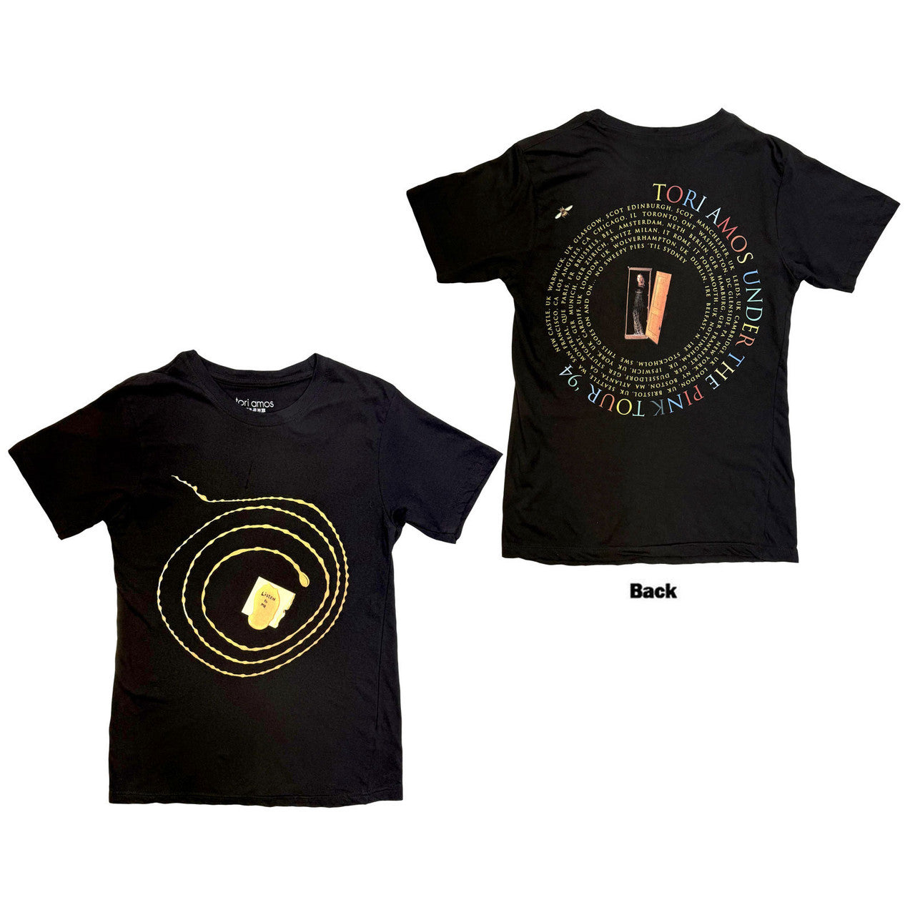 Tori Amos: Under The Pink Tour Unisex T-Shirt (Black) (Back Print)