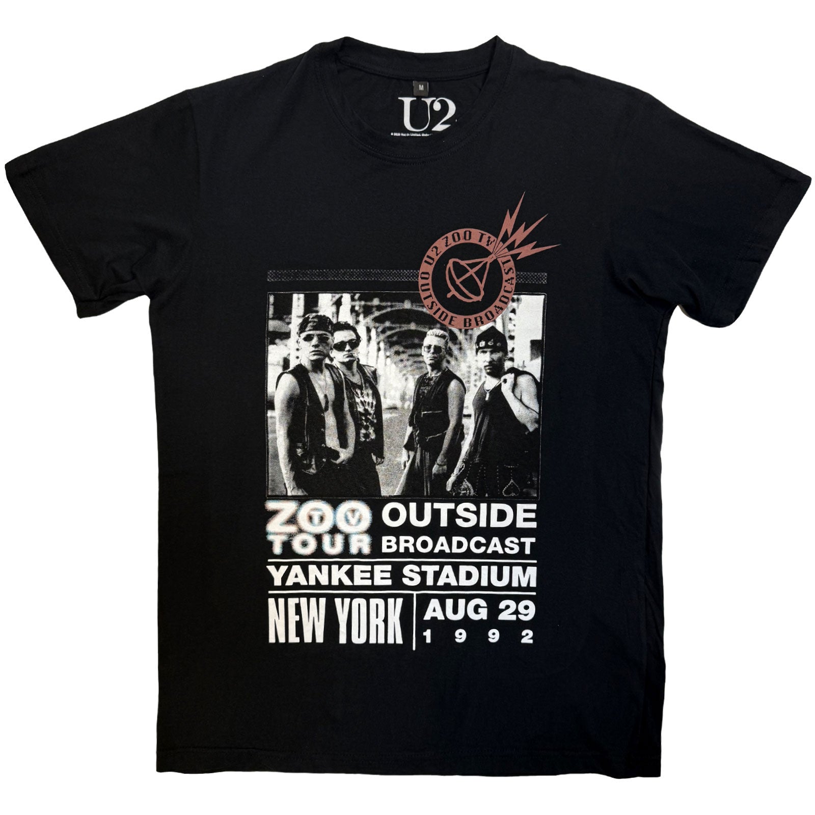 U2 Unisex Premium Carbon T-Shirt: Zoo TV Tour NY Poster 08.29.92 (Black)