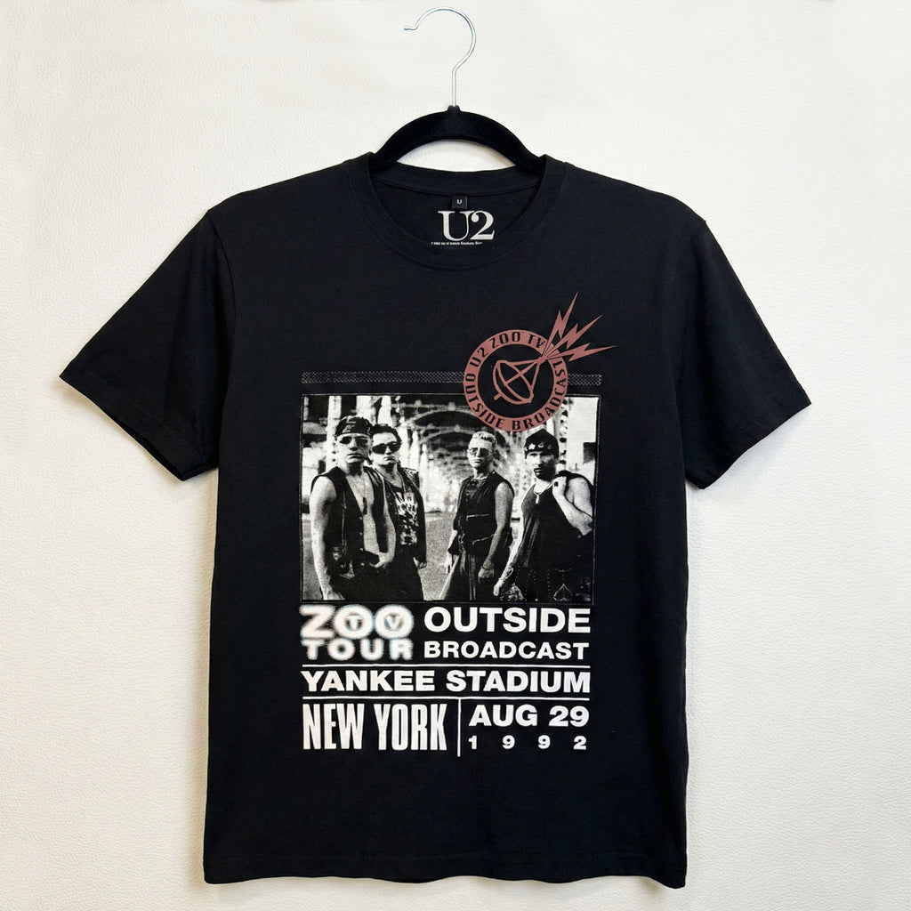 U2 Unisex Premium Carbon T-Shirt: Zoo TV Tour NY Poster 08.29.92 (Black)