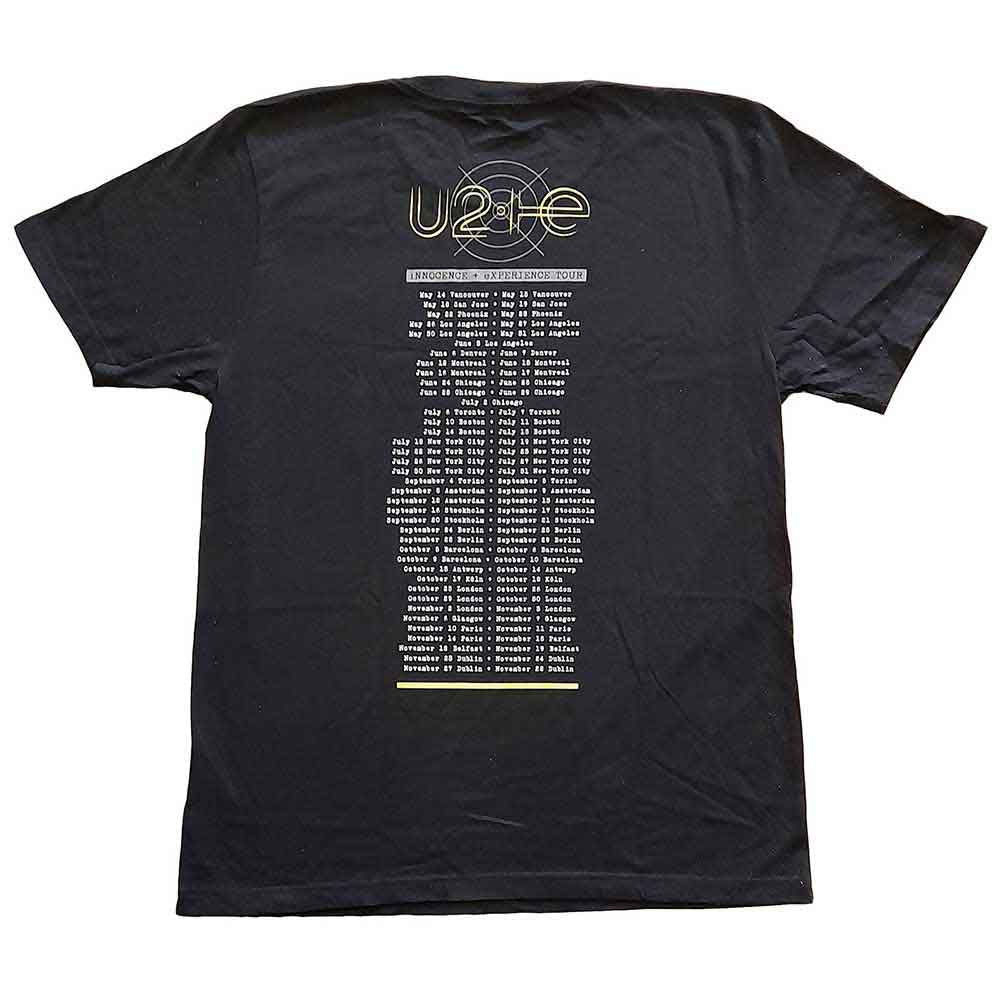 U2 Unisex T-Shirt: Stage Photo (Black) (Back Print & Ex-Tour)