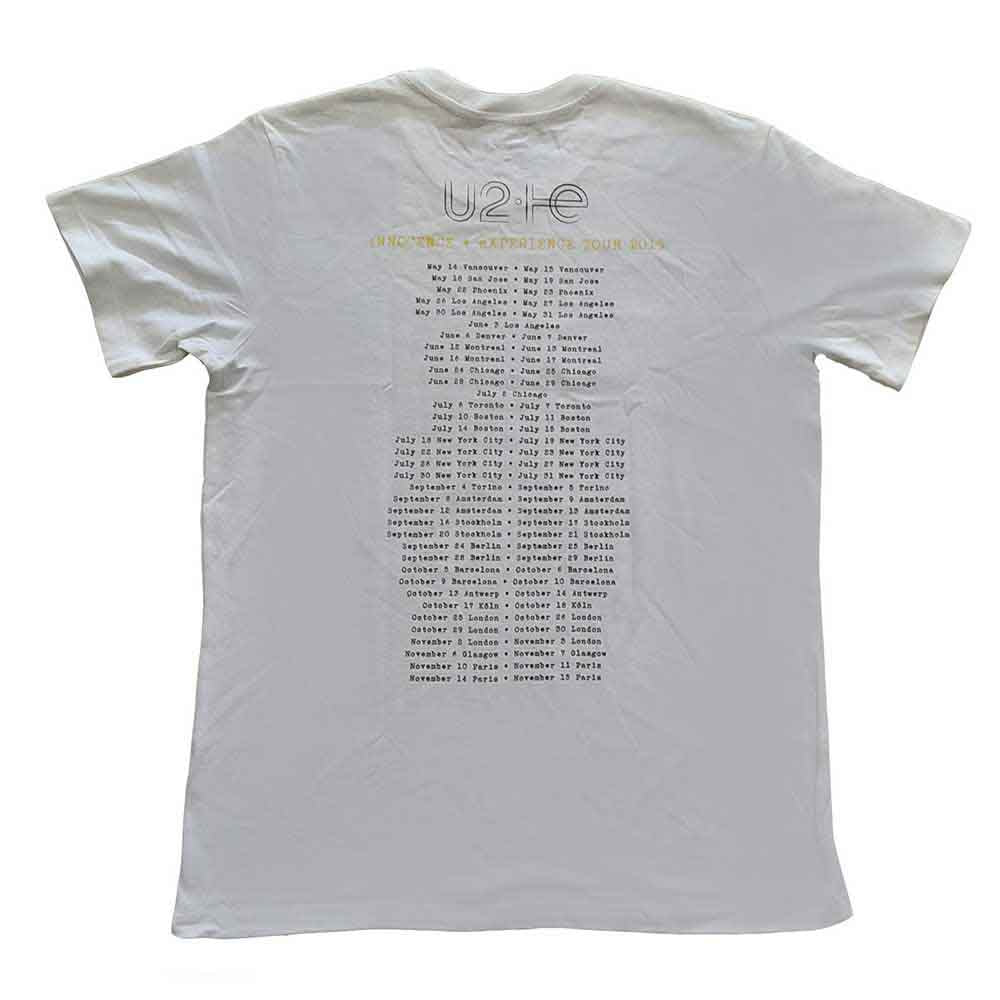 U2 Unisex T-Shirt: Live Action (White) (Back Print & Ex-Tour)
