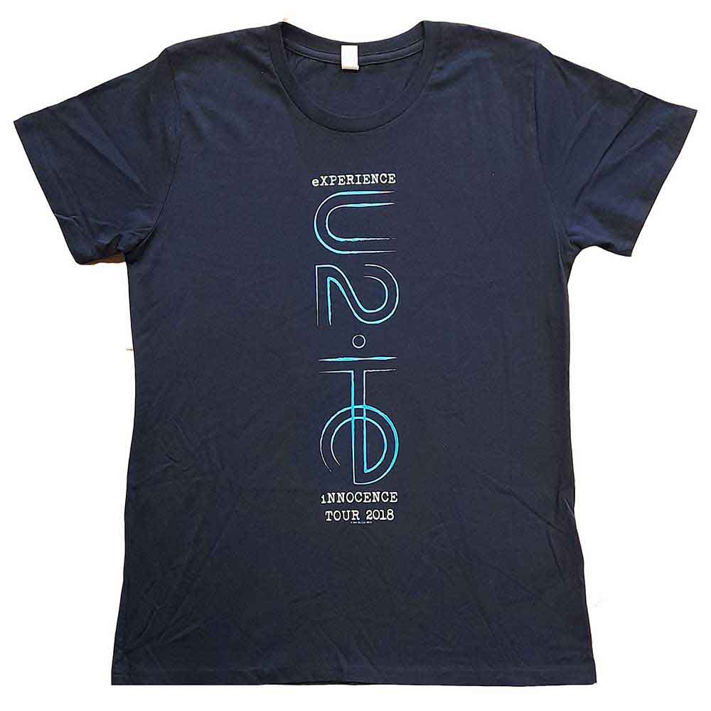 U2 Ladies T-Shirt: I+E 2018 Tour Dates (Navy Blue) (Back Print & Ex-Tour)