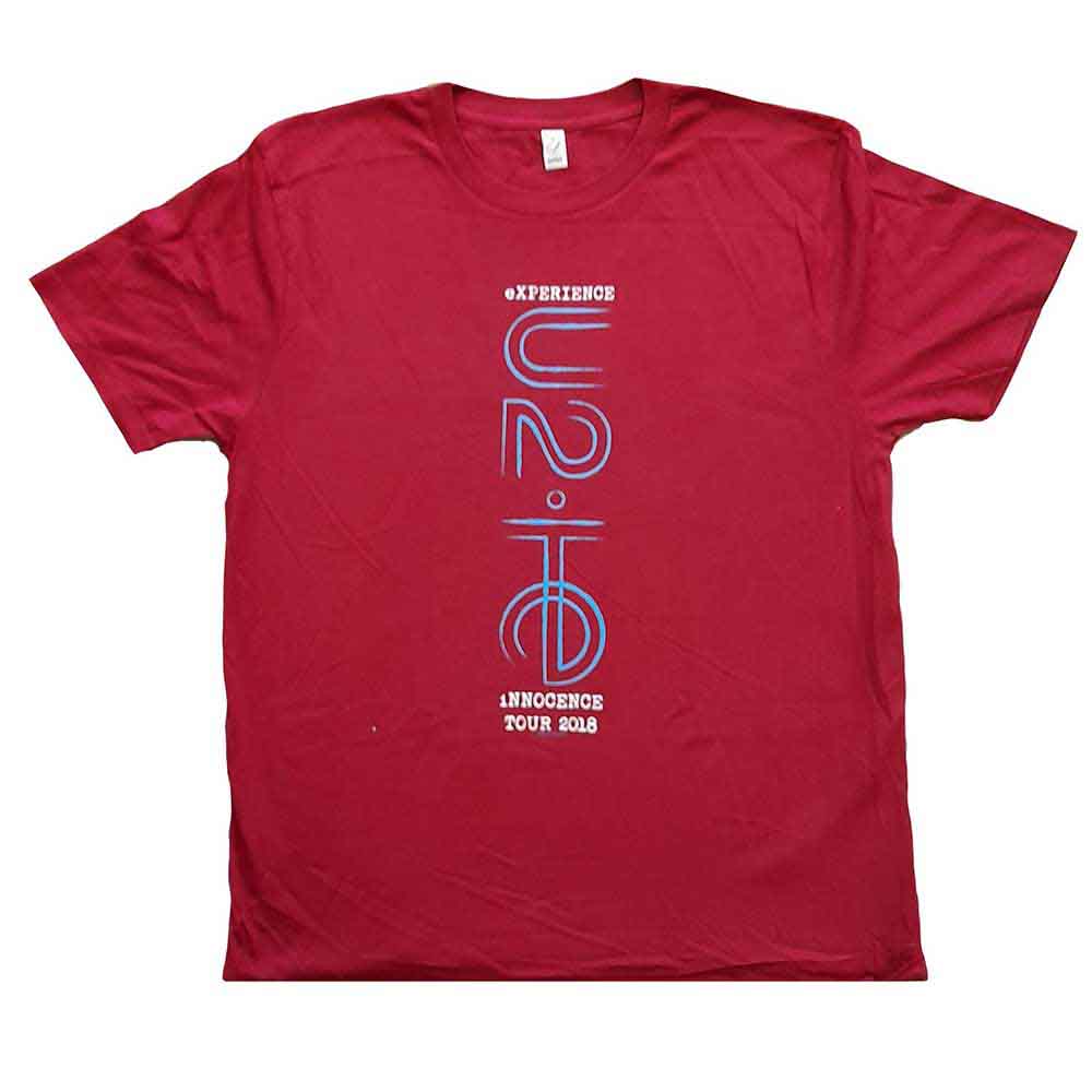U2 Unisex T-Shirt: I+E 2018 Tour Dates (Maroon Red) (Back Print & Ex-Tour)