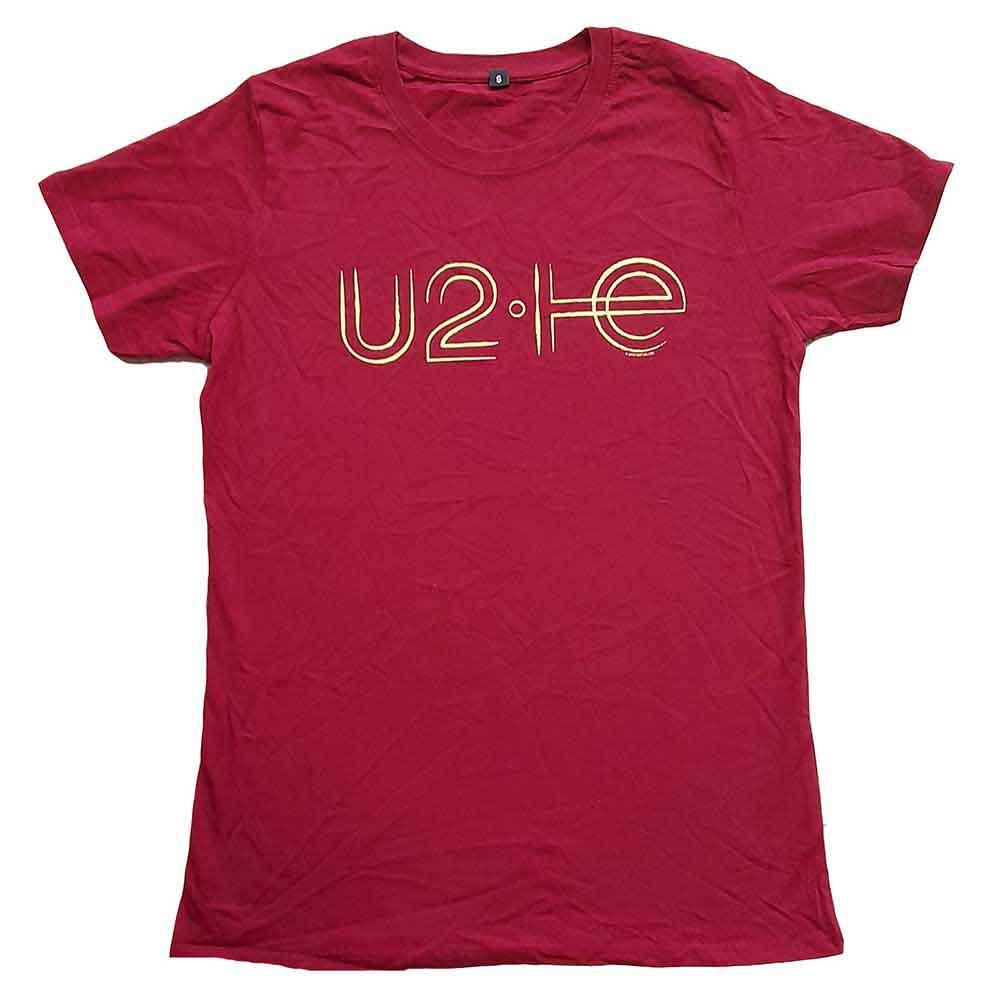 U2 Unisex T-Shirt: I+E 2015 Tour Dates (Maroon Red) (Back Print & Ex-Tour)