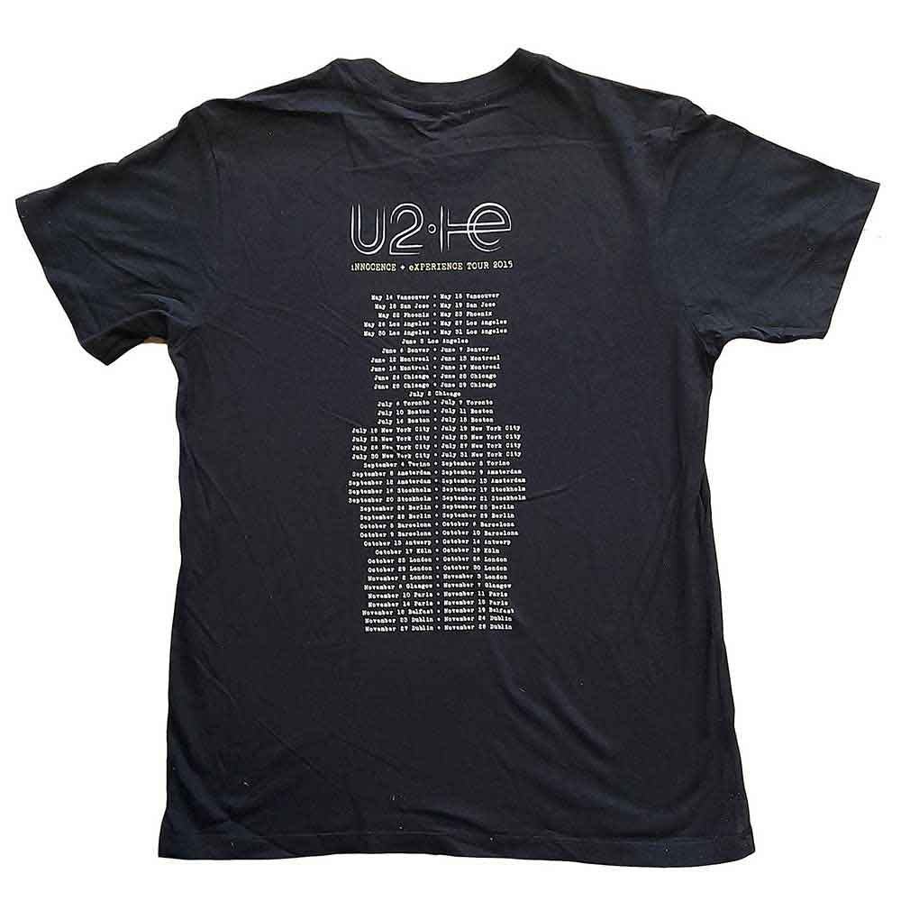 U2 Unisex T-Shirt: I+E Tour 2015 Band Silhouettes (Black) (Back Print & Ex-Tour)