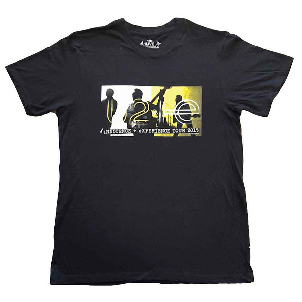U2 Unisex T-Shirt: I+E Tour 2015 Band Silhouettes (Black) (Back Print & Ex-Tour)