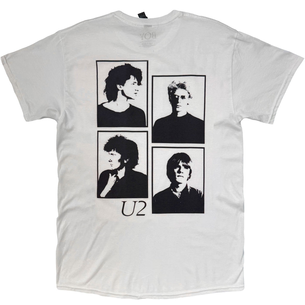 U2 Unisex T-Shirt: Boy (White) (Back Print)