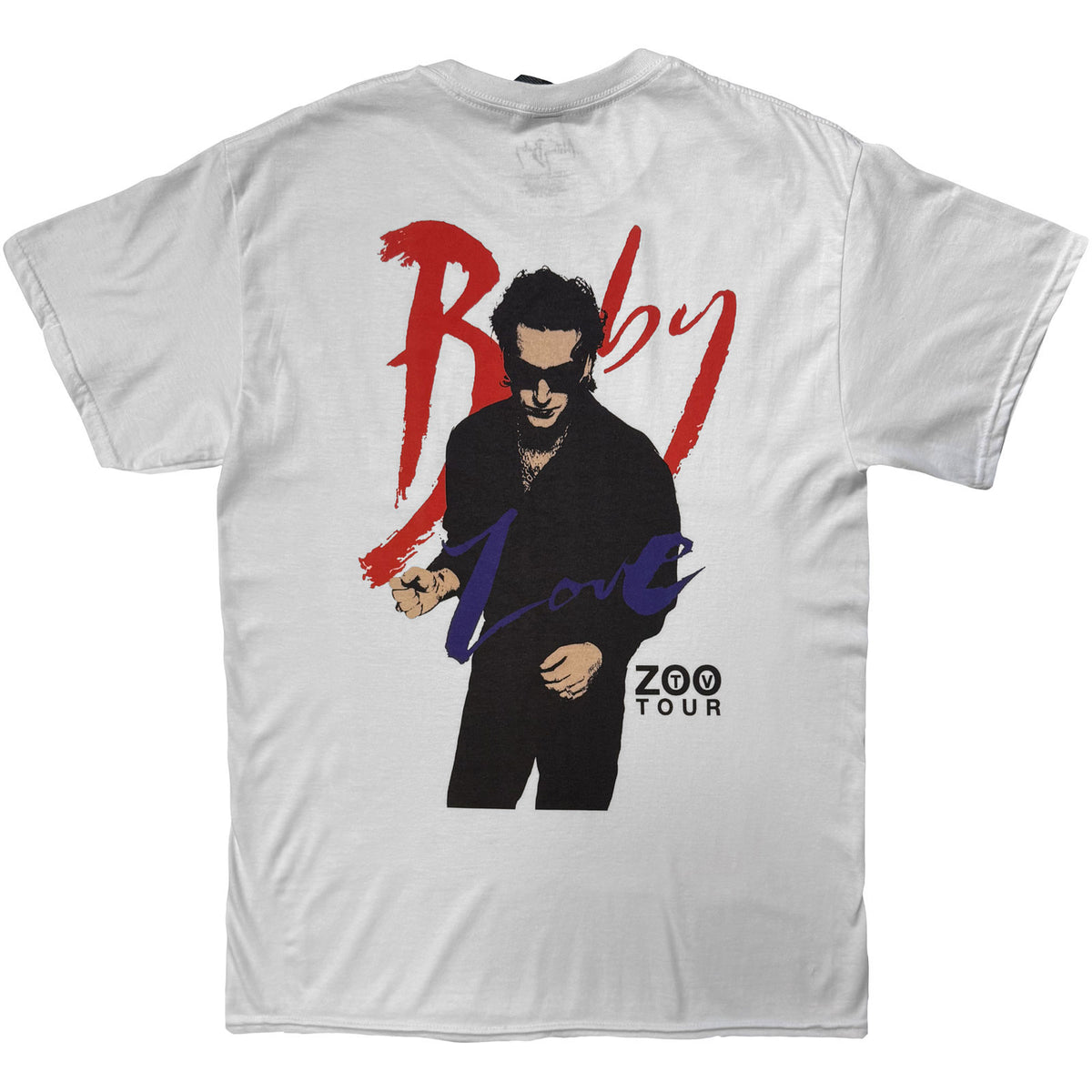 U2 Unisex T-Shirt: Achtung Baby Zoo TV Tour (White) (Back Print)