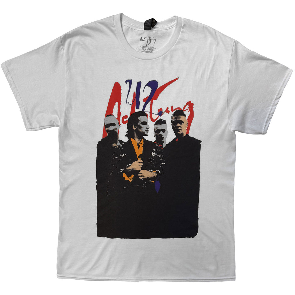 U2 Unisex T-Shirt: Achtung Baby Zoo TV Tour (White) (Back Print)