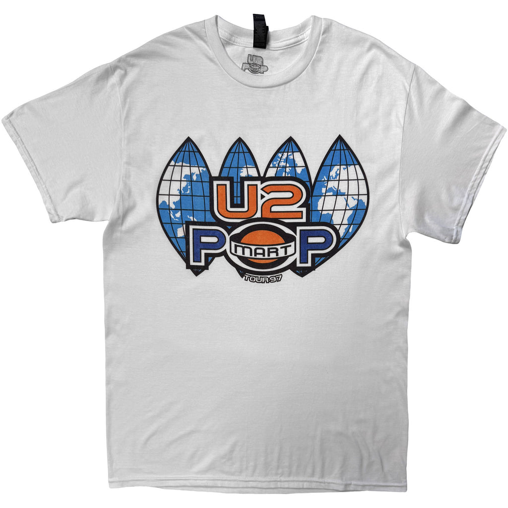 U2 Unisex T-Shirt: PopMart US Tour '97 (White) (Back Print)