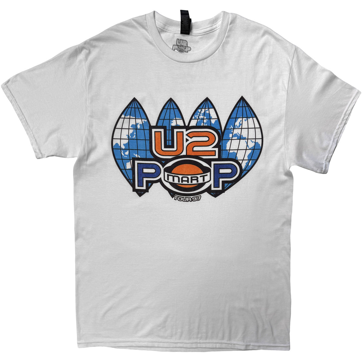 U2 Unisex T-Shirt: PopMart US Tour '97 (White) (Back Print)