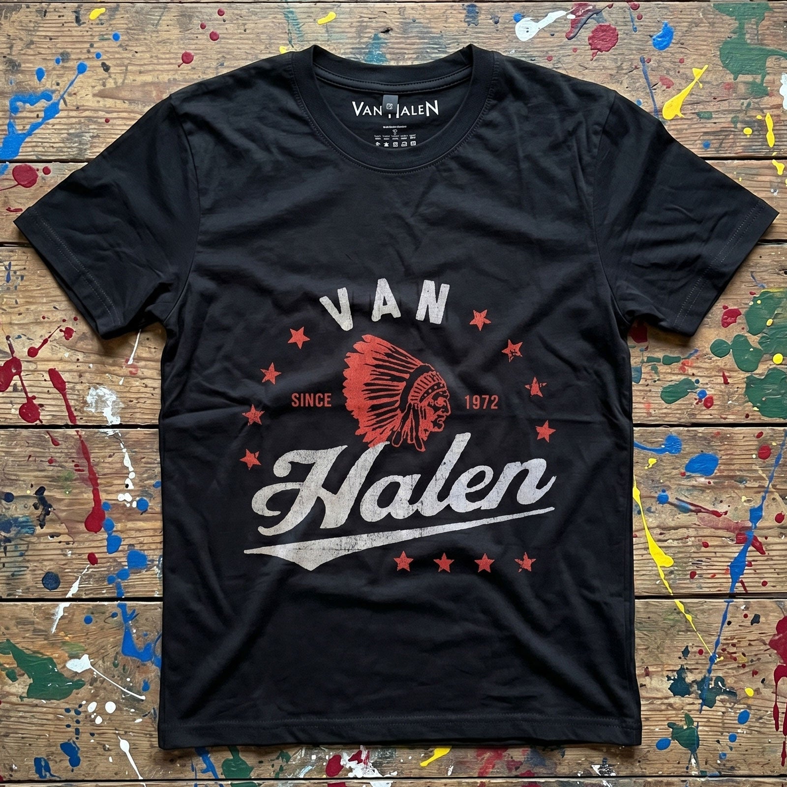 Van Halen Unisex Premium Carbon T-Shirt: Red Indian (Black)